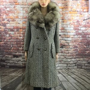 Vintage 1960's Fox Fur Wool Coat